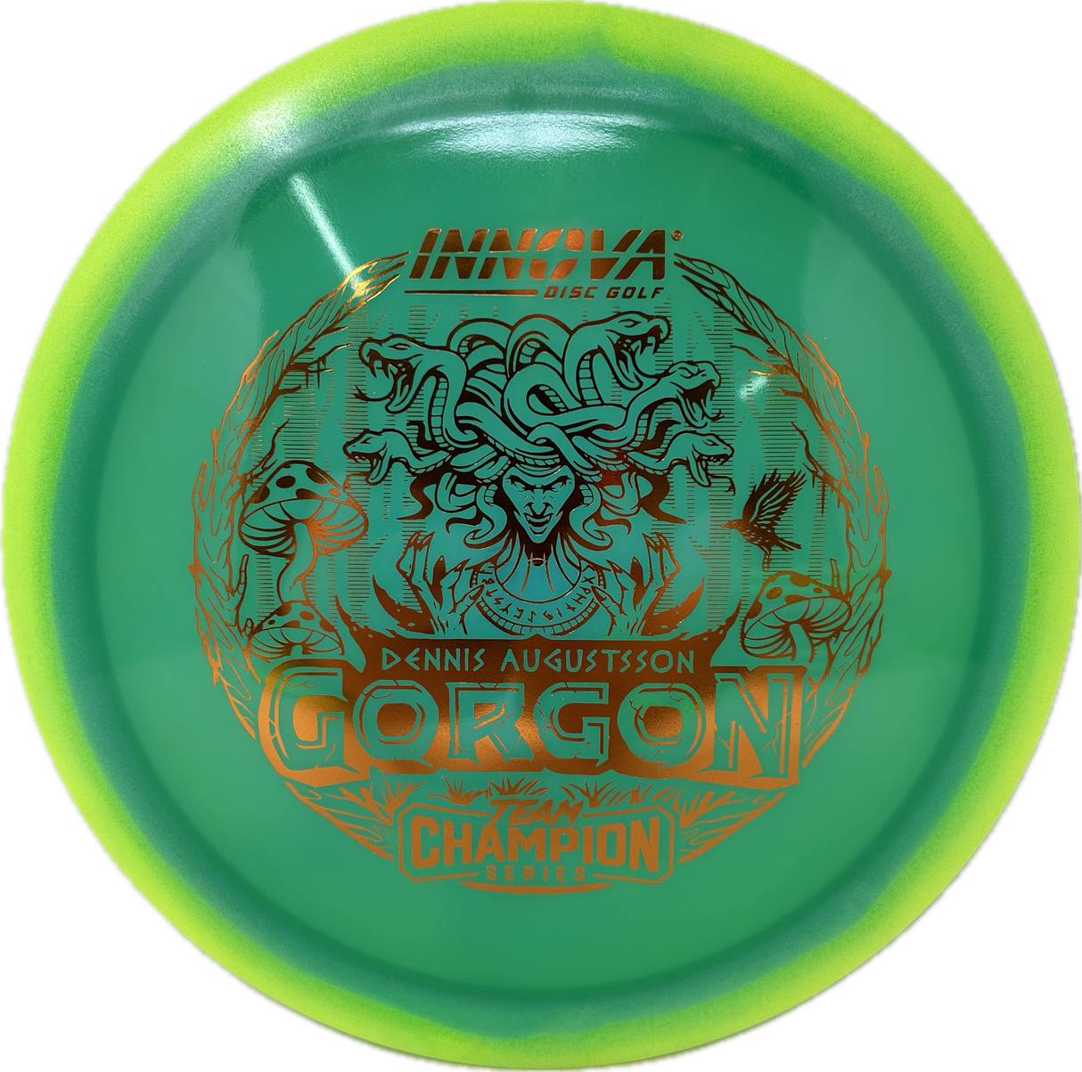 Proto Glow Halo Champion Gorgon Dennis Augustsson (Team Champion Series)-Innova-Foundation Disc Golf