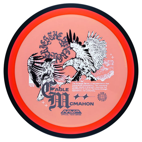 Disc with eagle design and MVP branding on a pink background