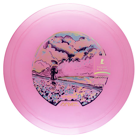 Pink disc with a scenic design 