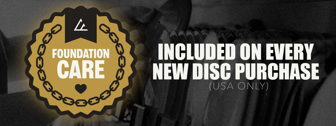 Promotional graphic for 'Foundation Care' included with disc purchases, featuring a logo and text.